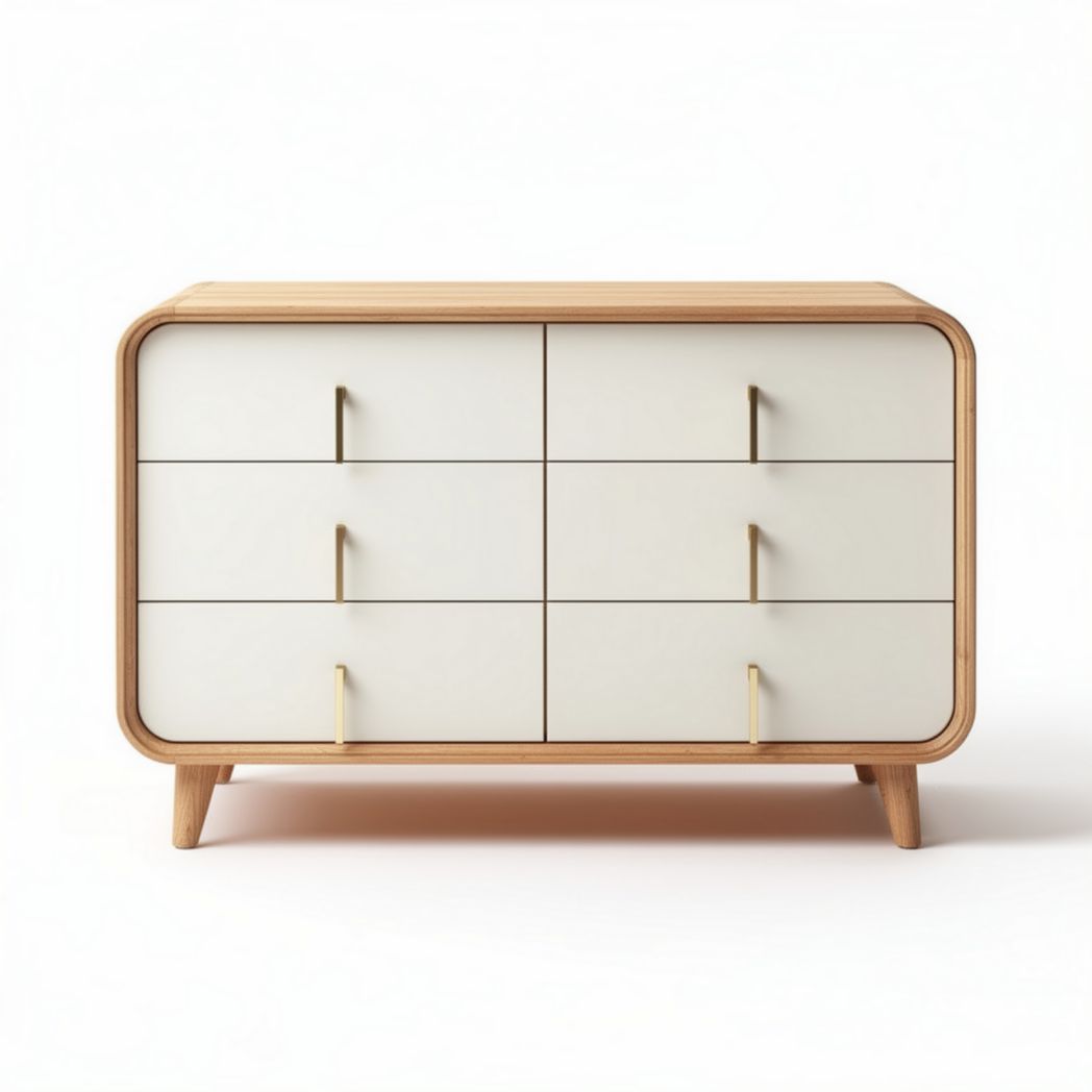 Comoda de madera con 8 cajones 120 x 60 x 80cm color blanco y natural