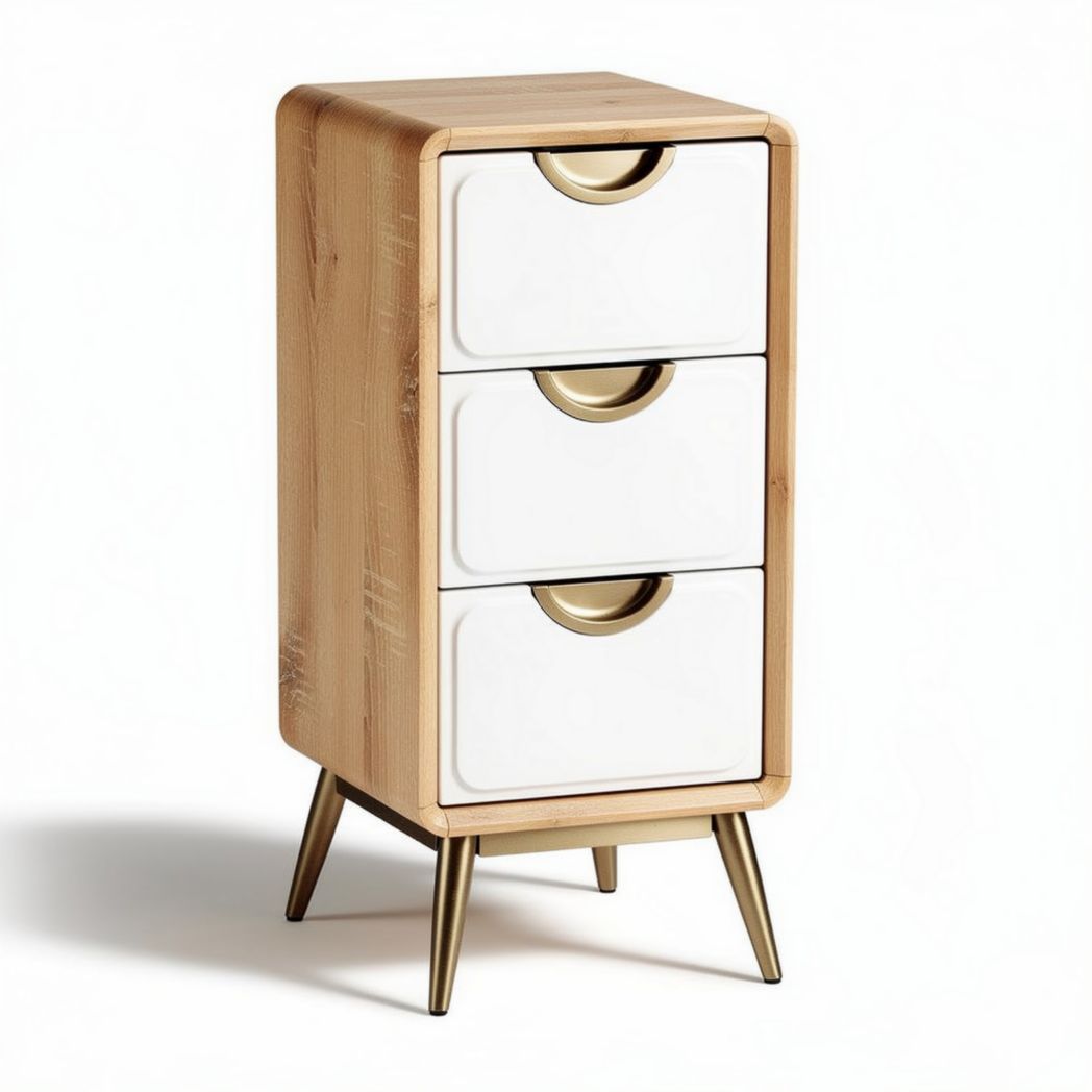 Mueble de almacenamiento de bambú con tres cajones blancos 40 x 30 x 70cm