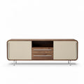 Mueble de televisión en madera de roble y acabados en beige 150 x 45 x 55cm