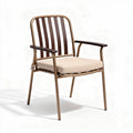 Silla de exterior de metal y madera con cojín beige 45 x 55 x 80cm