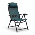 Silla de camping plegable de tela azul con reposacabezas y portavasos 90 x 60 x 100cm
