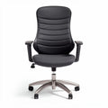 Silla de oficina ergonómica en tela gris con base metálica giratoria