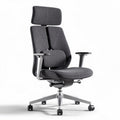 Silla de oficina ergonómica de tela gris con soporte lumbar regulable 50 x 60 x 120cm