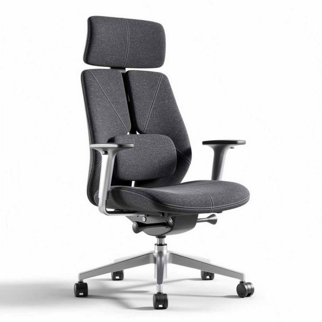 Silla de oficina ergonómica de tela gris con soporte lumbar regulable 50 x 60 x 120cm