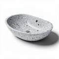 Lavabo ovalado de terrazzo gris para baño dimensiones 45 x 30 x 15cm