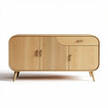 Mueble de madera en color natural con puertas y dos cajones 120 x 40 x 75cm