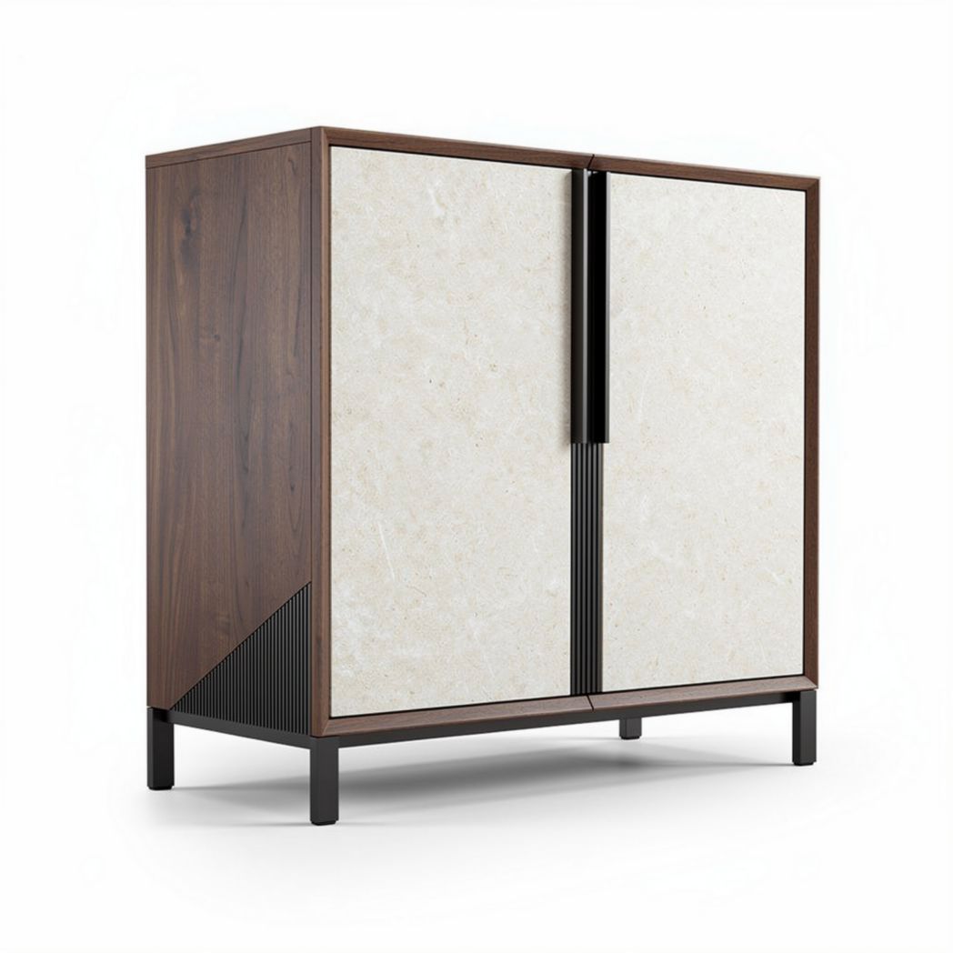 Armario moderno de madera con puertas de piedra sintética 80 x 40 x 90cm
