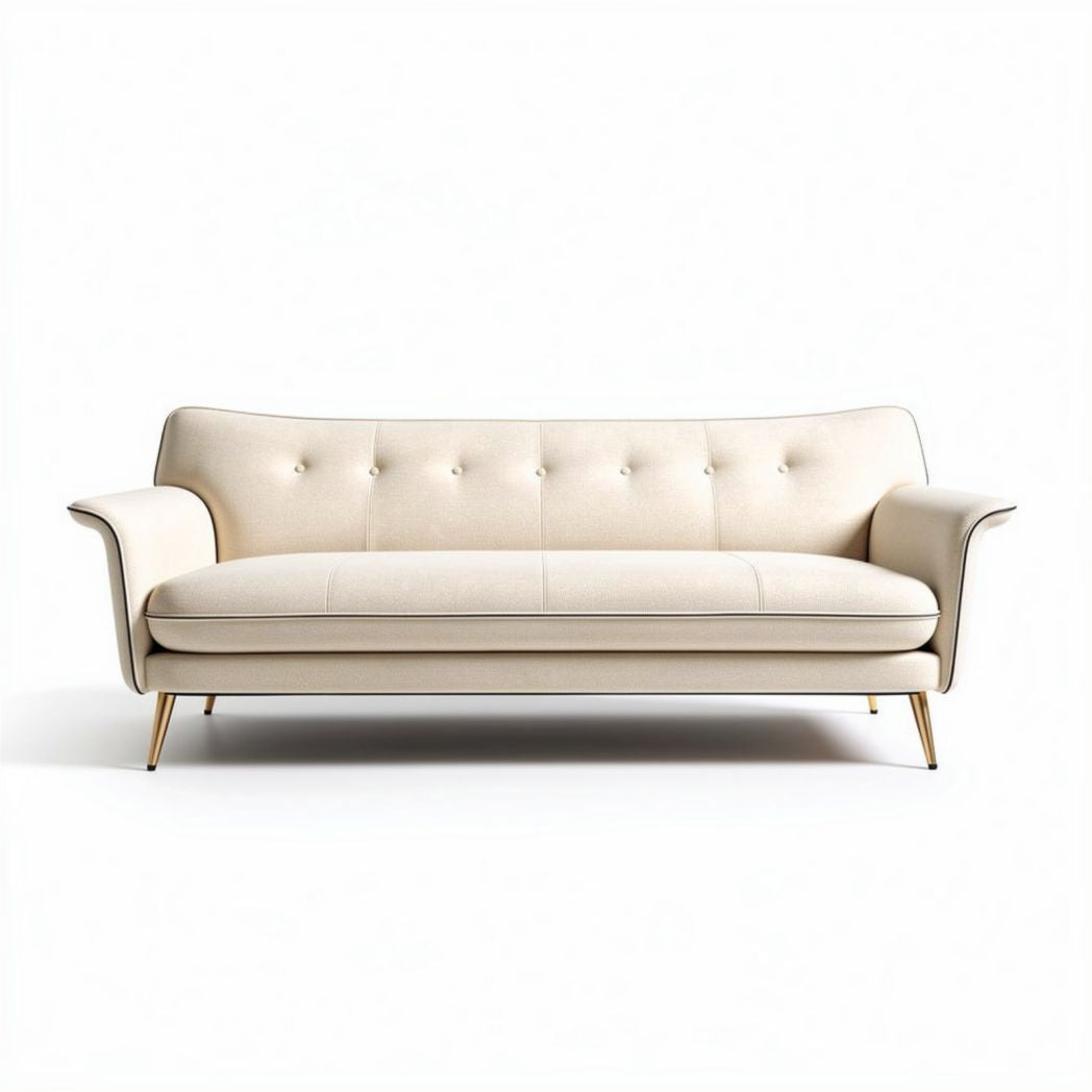 Sofá de diseño moderno en color beige con estructura de metal 210 x 90 x 85cm